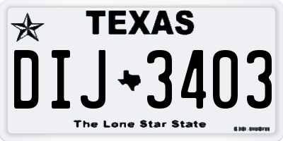 TX license plate DIJ3403