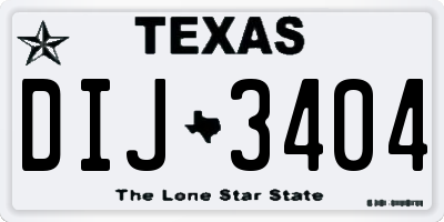TX license plate DIJ3404