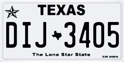TX license plate DIJ3405