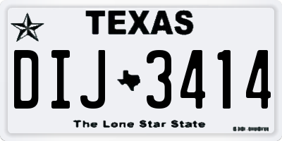 TX license plate DIJ3414