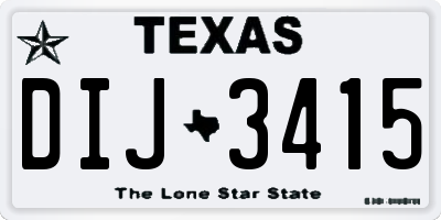 TX license plate DIJ3415