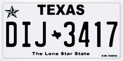 TX license plate DIJ3417