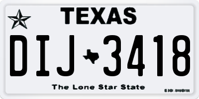 TX license plate DIJ3418