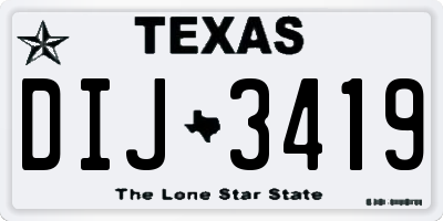 TX license plate DIJ3419