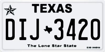 TX license plate DIJ3420