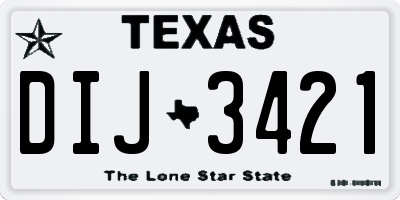 TX license plate DIJ3421