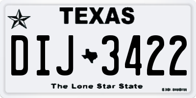 TX license plate DIJ3422