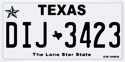 TX license plate DIJ3423