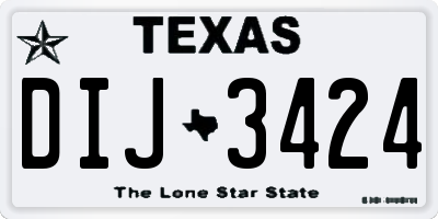 TX license plate DIJ3424