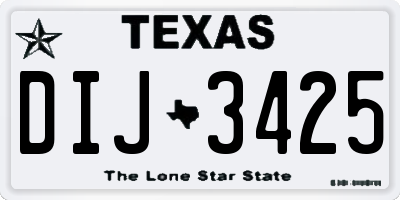 TX license plate DIJ3425