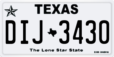 TX license plate DIJ3430