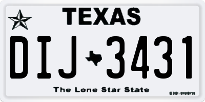 TX license plate DIJ3431