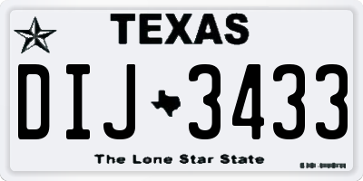 TX license plate DIJ3433