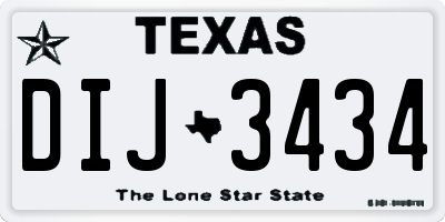 TX license plate DIJ3434