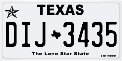 TX license plate DIJ3435
