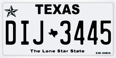 TX license plate DIJ3445
