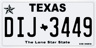 TX license plate DIJ3449