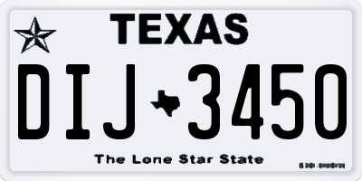 TX license plate DIJ3450