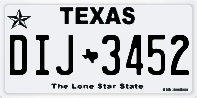 TX license plate DIJ3452