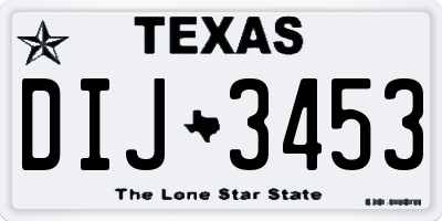 TX license plate DIJ3453