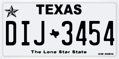 TX license plate DIJ3454