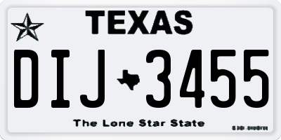 TX license plate DIJ3455