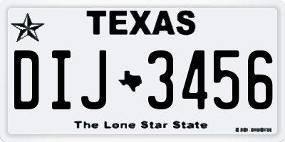 TX license plate DIJ3456