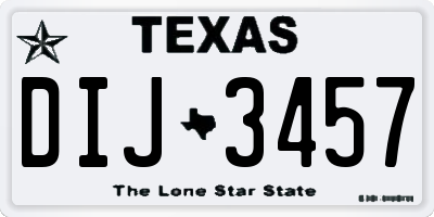 TX license plate DIJ3457