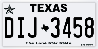 TX license plate DIJ3458