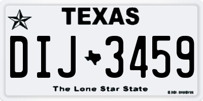 TX license plate DIJ3459