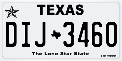 TX license plate DIJ3460