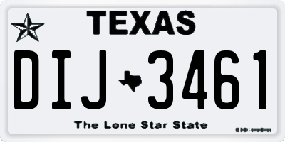 TX license plate DIJ3461