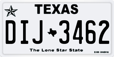 TX license plate DIJ3462
