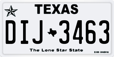 TX license plate DIJ3463