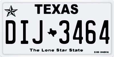 TX license plate DIJ3464