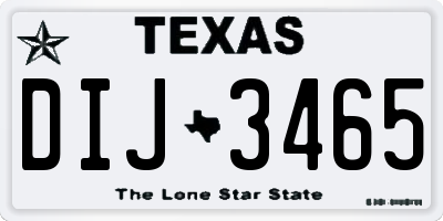 TX license plate DIJ3465