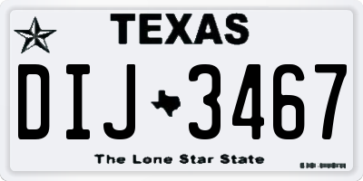 TX license plate DIJ3467