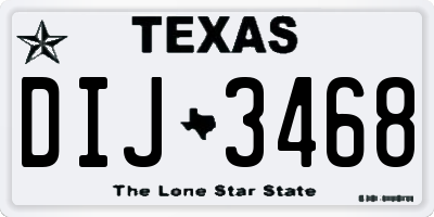 TX license plate DIJ3468