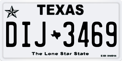 TX license plate DIJ3469