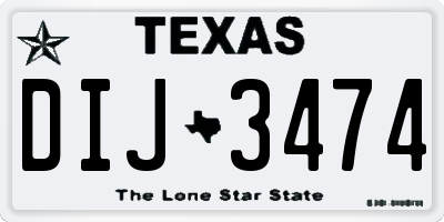 TX license plate DIJ3474