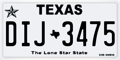 TX license plate DIJ3475