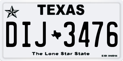 TX license plate DIJ3476