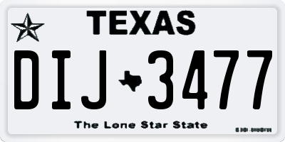 TX license plate DIJ3477