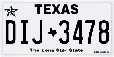 TX license plate DIJ3478
