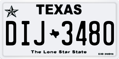 TX license plate DIJ3480