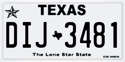 TX license plate DIJ3481
