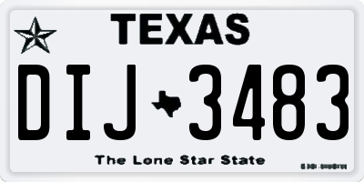 TX license plate DIJ3483