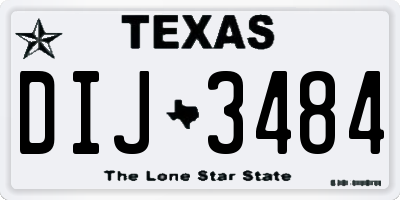 TX license plate DIJ3484