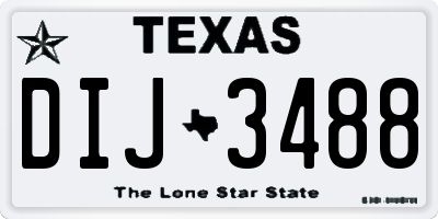 TX license plate DIJ3488