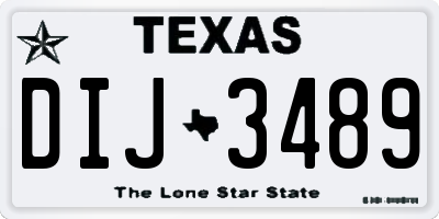TX license plate DIJ3489
